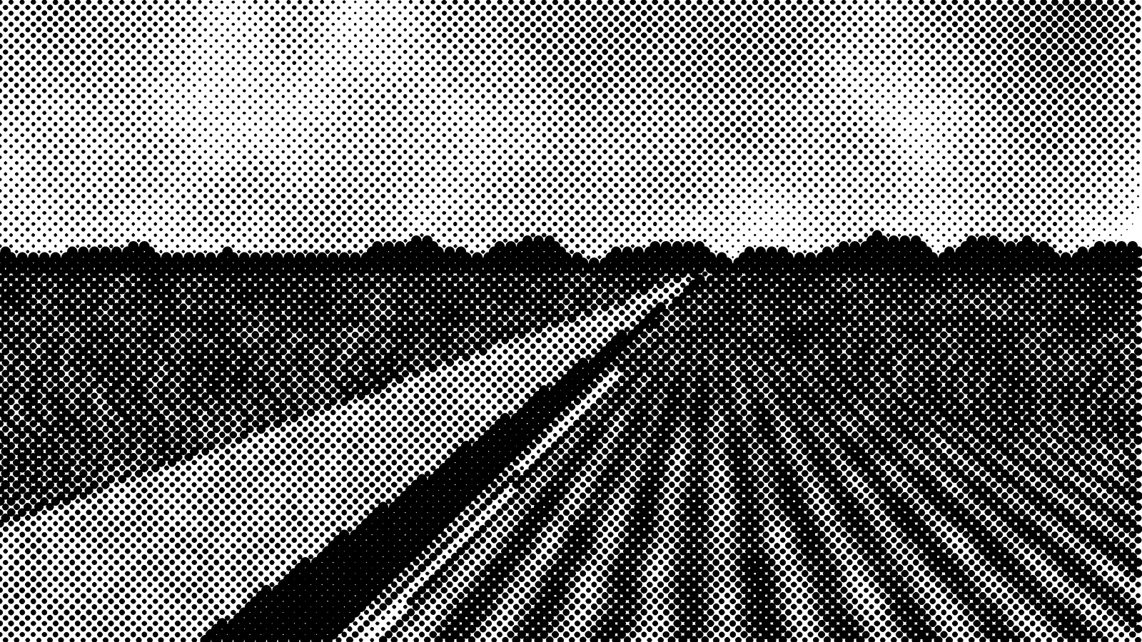Feldweg mit Kabelgraben im Ausbaugebiet, im Rasterdruck